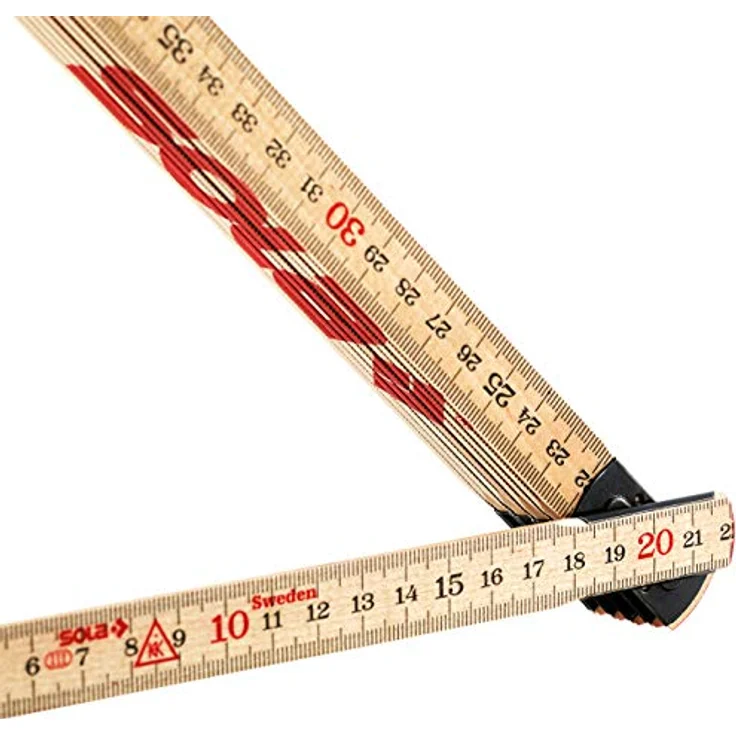 SOLA H 2/10 Zollstock 2m, Holz Meterstab aus nordischer Glasbirke, 2-fach lackiert, natur, mm/cm Skala, beidseitig bedruckt, hohe Bruchfestigkeit, verdeckte Scharniere – Bild 3