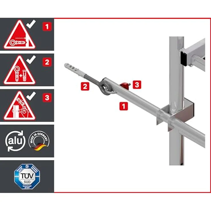 ALTEC Aluminium Fahrgerüst ALTEC Rollfix 2.0 mit Ø125mm Rollen und Wandanker, Made in Germany, maximale Arbeitshöhe 10 Meter – Bild 5