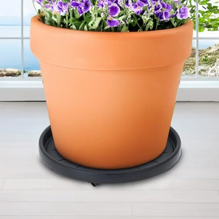Spetebo Kunststoff Pflanzentrolley anthrazit, 35 cm für runde Töpfe, wetterfest und mobil mit 4 Rollen, belastbar bis 50 kg – Bild 5