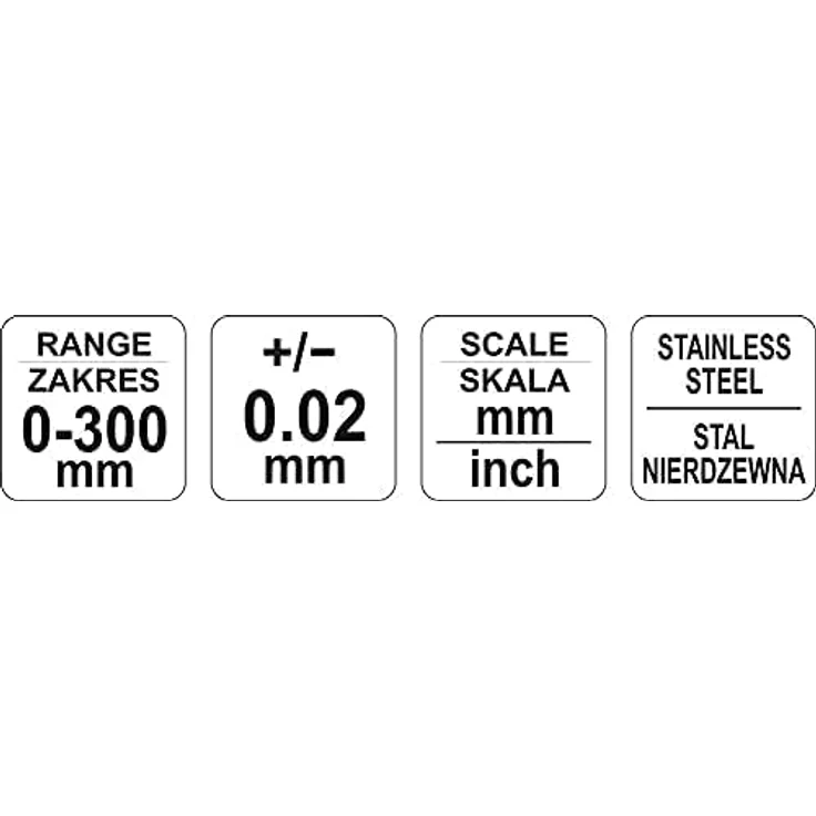 YATO YT-72004 Analoges Messgerät, Messschieber aus rostfreiem Stahl, imperial und metrisch, 30 cm Messintervall – Bild 2