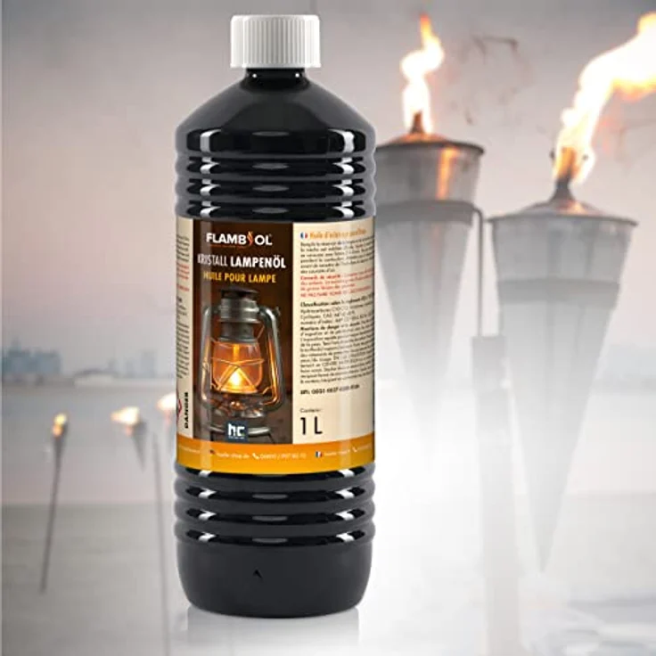 Höfer Chemie 1 L FLAMBIOL® Lampenöl Hochrein Kristallklar, paraffinhaltig & entaromatisiert – Bild 3