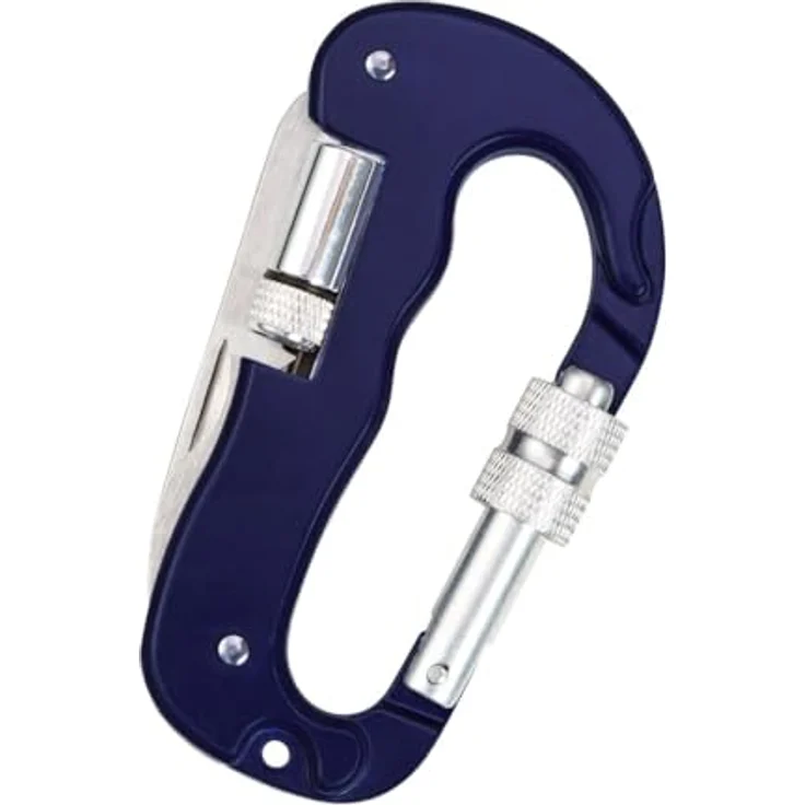 moses. Expedition Natur Multifunktions-Karabiner, 4 in 1 Tool mit Messer, Säge, LED-Licht, dunkelblau/silber – Bild 2
