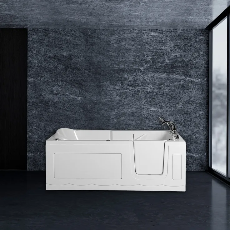 PureHaven Seniorenbadewanne 150x75 cm Sitz- und Whirlpool mit Massagedüsen integrierte Tür, weiß