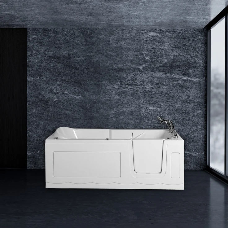 PureHaven Seniorenbadewanne 150x75 cm Sitz- und Whirlpool mit Massagedüsen integrierte Tür, weiß
