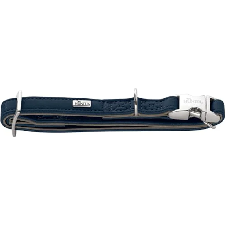 HUNTER Hundehalsung Amalfi ALU-Strong, stufenlos verstellbar, Kunstleder in Nappa-Optik, marineblau, Größe 30-45/M, Made in Germany – Bild 1