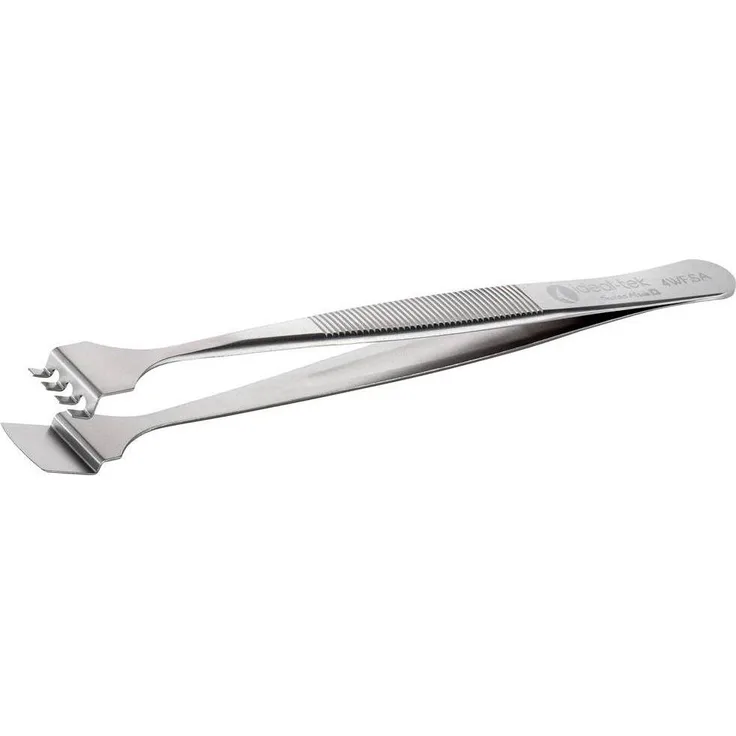 Ideal Tek 4WF.SA.1.IT Wafer-Pinzette, 125 mm mit gebogenem Paddel und Linienverzahnung für präzise Anwendungen