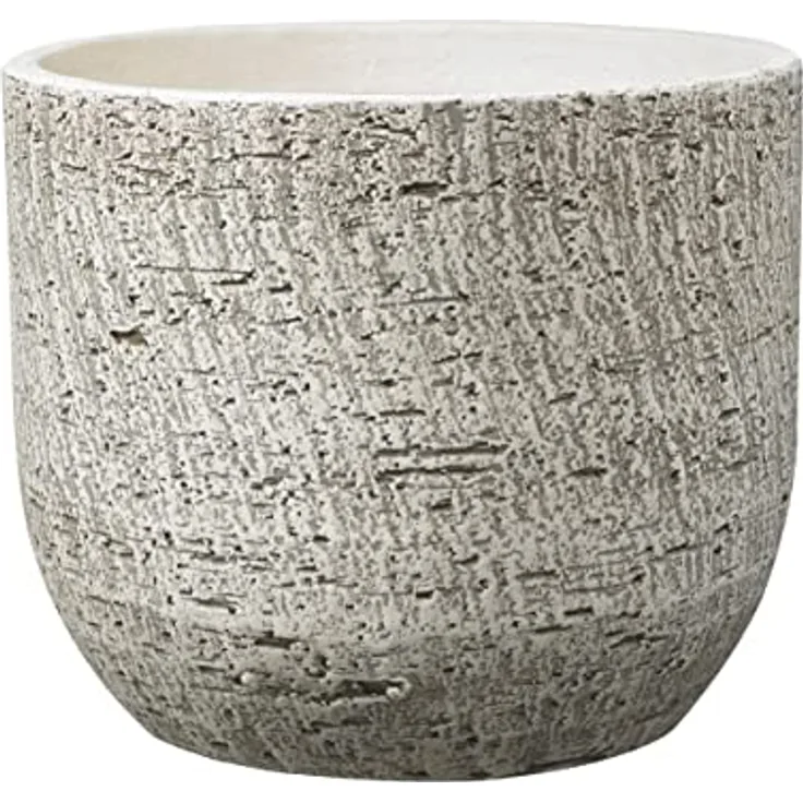 Soendgen Keramik Blumenübertopf/Pflanzgefäß/Pflanzkübel, Übertopf Portland, Größe: Ø 20 cm, Höhe 17 cm, Farbe: Rindenoptik, für den Innenbereich