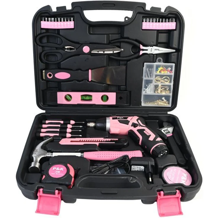 P & K Werkzeugkoffer 135 Teiliges Werkzeugset in Pink Design (135 St) – Bild 1