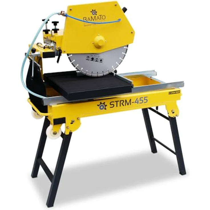 BAMATO STRM-455 Steintrennmaschine, 700mm Schnittlänge, 150mm Schnitthöhe, inkl. 450mm Trennscheibe, Wasserpumpe & Fahrvorrichtung – Bild 3