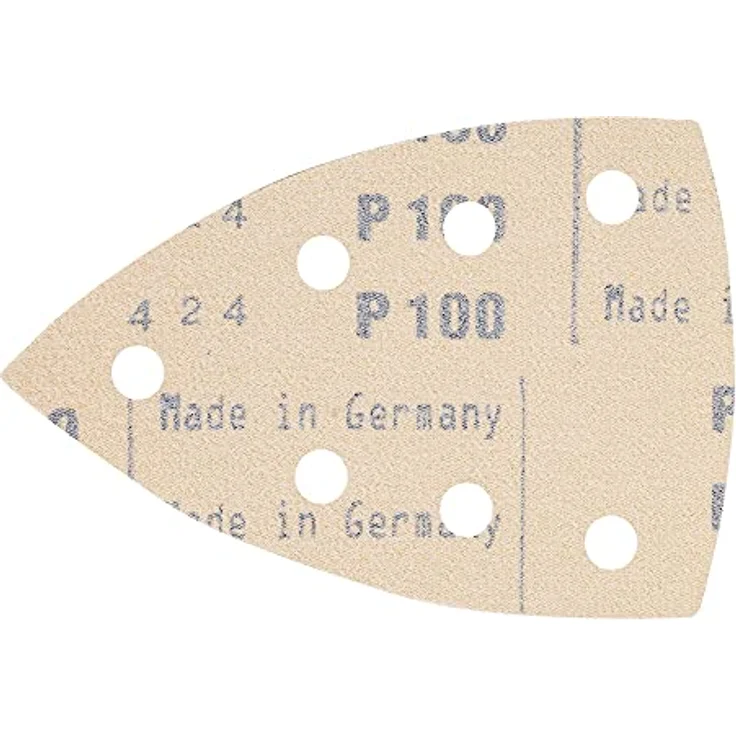 STIER Schleifblätter Universal Delta, 100 x 150, P100, 50 Stk., 7-Loch, Korund, Latexhaltiges stabiles D-Papier, für Deltaschleifer - Made in Germany – Bild 4