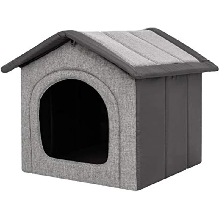 Bjird Hundehaus Hundehütte für mittelgroße Hunde - Katzenhaus, Katzenhöhle - herausnehmbares Dach - Tierhaus für Drinnen/Indoor - Hellgrau mit Graphit - 52 x 46 x 53 cm – Bild 1
