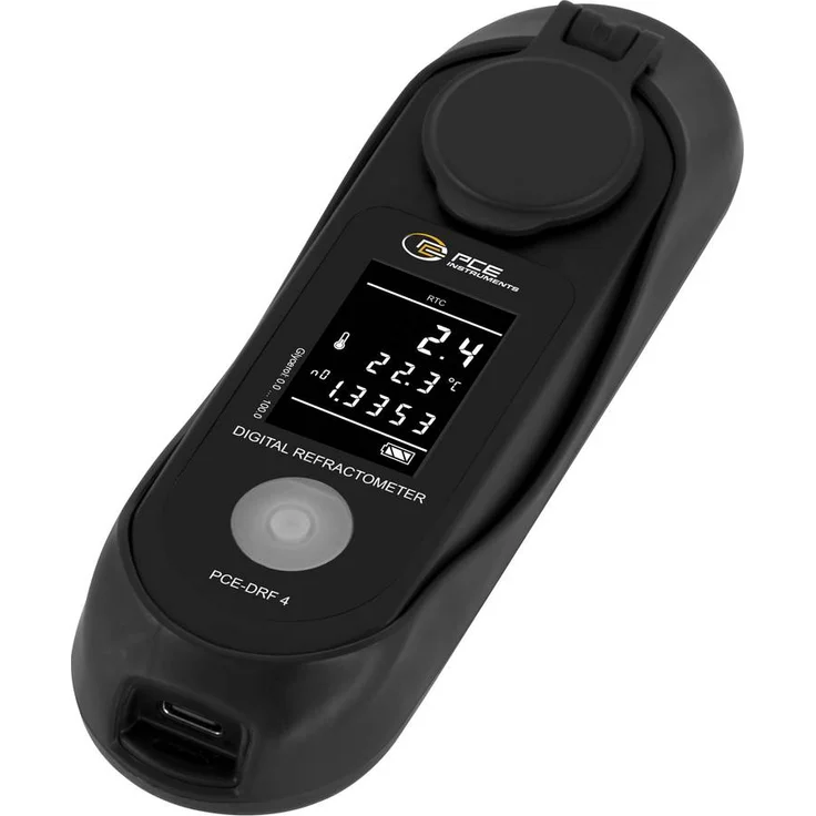 PCE Instruments PCE-DRF 4, Digitales Refraktometer zur Glycerinmessung mit LCD-Display, Edelstahlring und stabiler Kunststoff-Hülle