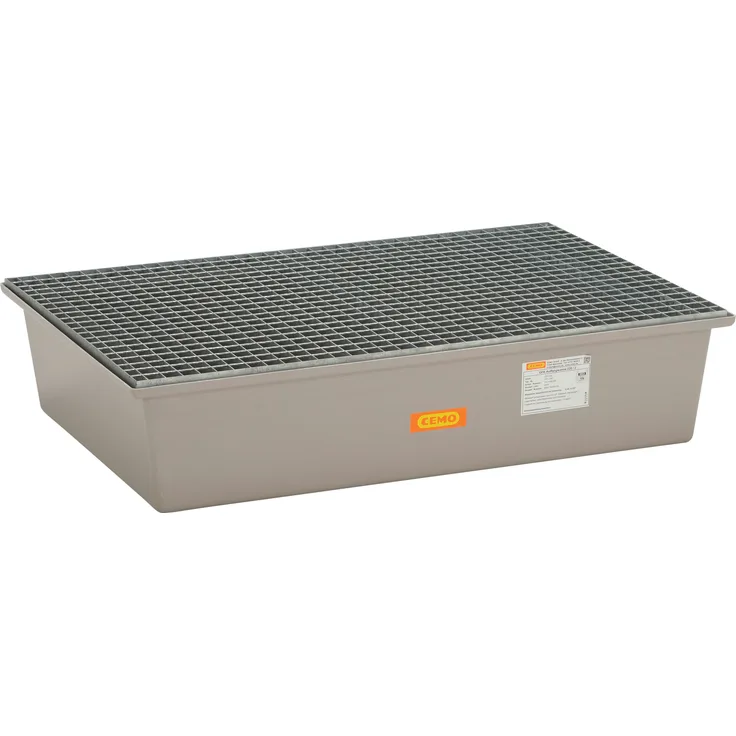 Cemo Auffangwanne 220 l, GFK mit verzinktem Stahlgitterrost, B 128 x H 29 x T 85 cm, mit Zulassung
