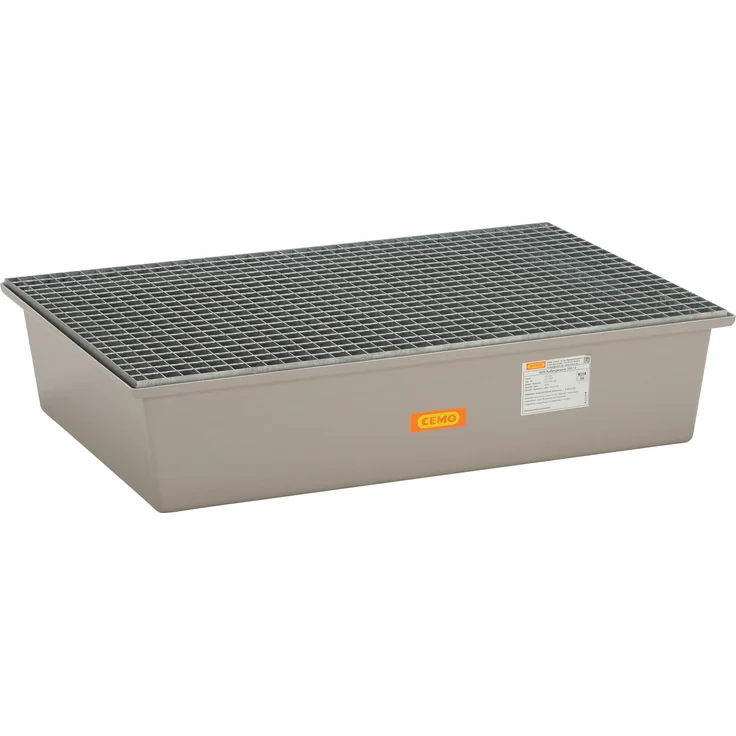 Cemo Auffangwanne 220 l, GFK mit verzinktem Stahlgitterrost, B 128 x H 29 x T 85 cm, mit Zulassung