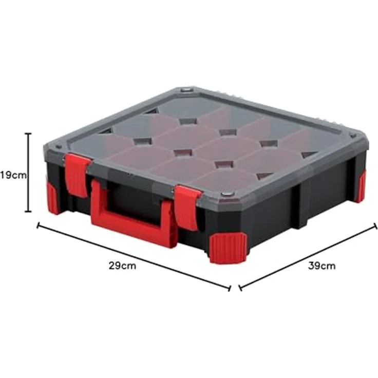Kistenberg Werkzeugkoffer Organizer Heavy Titan, robuste Polymermischung, ergonomischer Griff, bewegliche Trennwände, schwarz – Bild 8