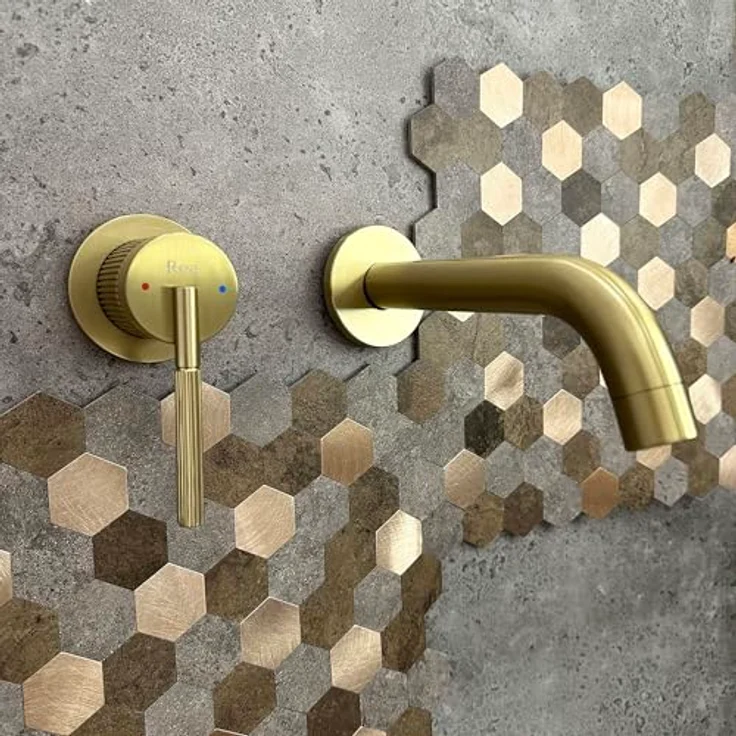 wohnwerk.idee Argon Unterputzarmatur, Wasserhahn Wandarmatur in Gold Kupfer Matt mit Einhebelmischer für präzise Temperatur- und Durchflusssteuerung – Bild 2