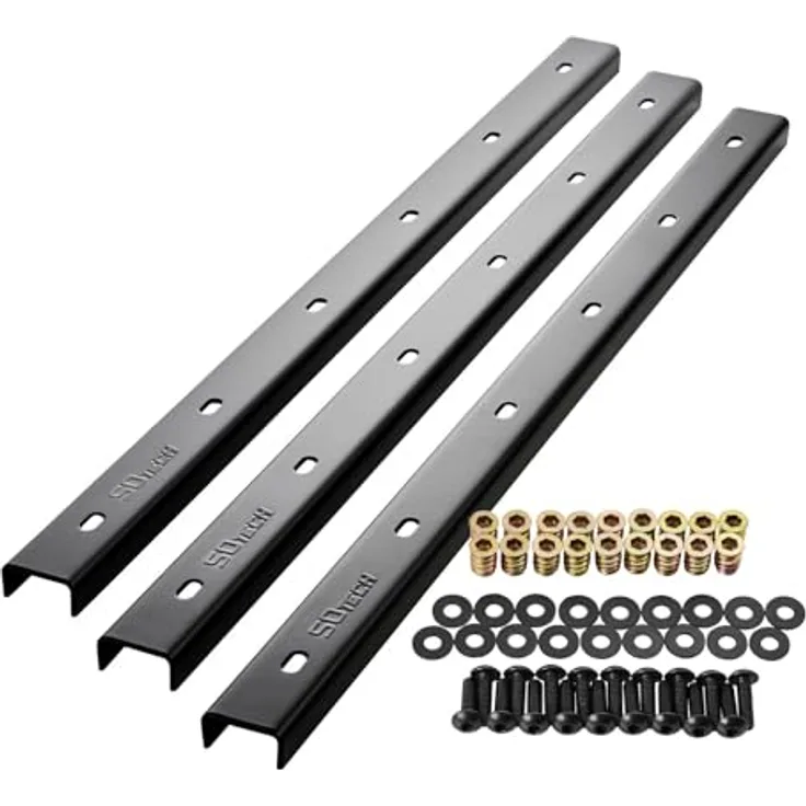 SOTECH 3 Stück Gratleisten U-Form, 600 x 40 x 20 mm, Schwarz, stabile Stahlverbindung für Tischplatten