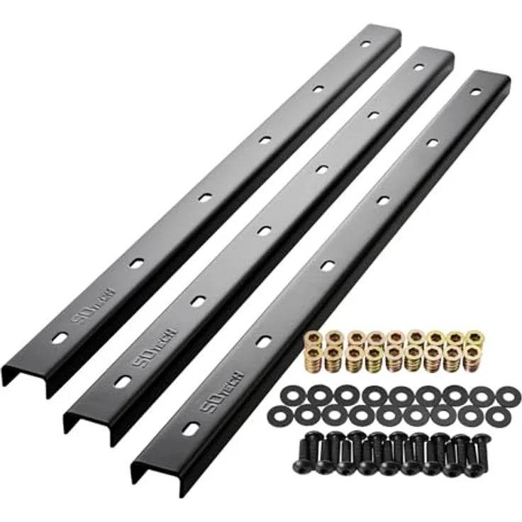 SOTECH 3 Stück Gratleisten U-Form, 600 x 40 x 20 mm, Schwarz, stabile Stahlverbindung für Tischplatten – Bild 1