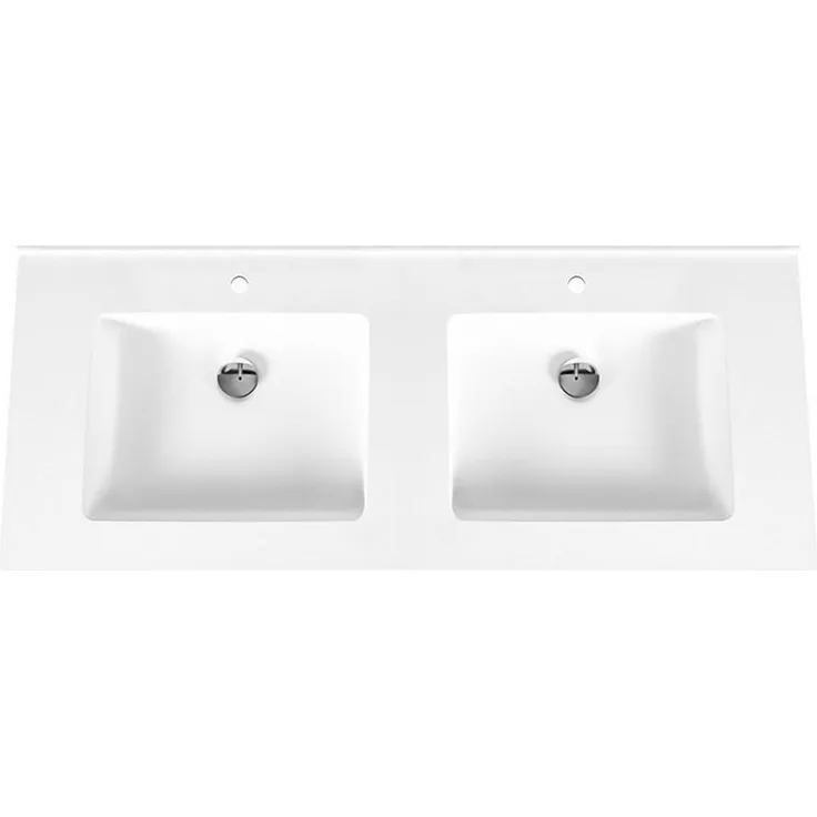 Veroni Waschbecken BETA120, Solid Surface Mineralguss Doppel-Waschbecken mit modernem Design, einzel, 1-St