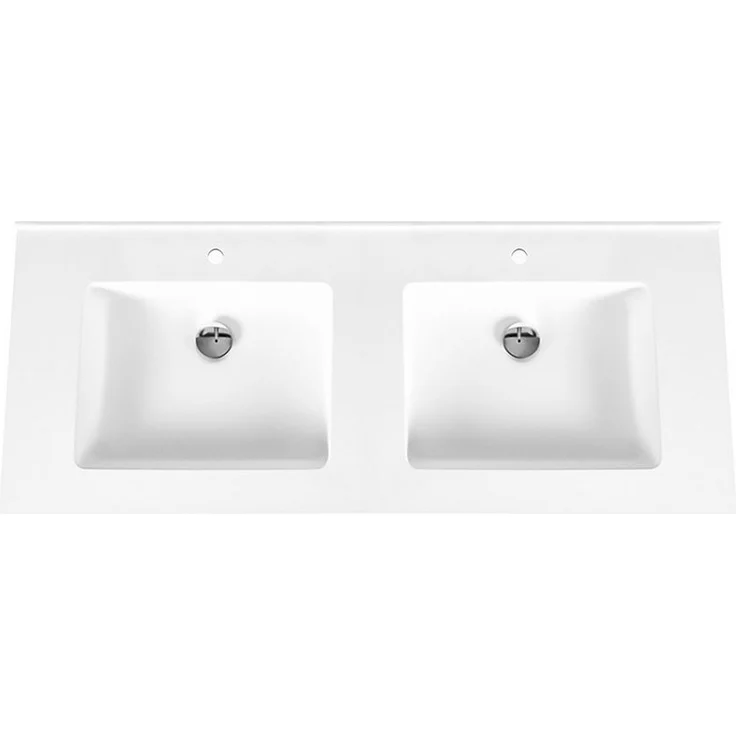 Veroni Waschbecken BETA120, Solid Surface Mineralguss Doppel-Waschbecken mit modernem Design, einzel, 1-St