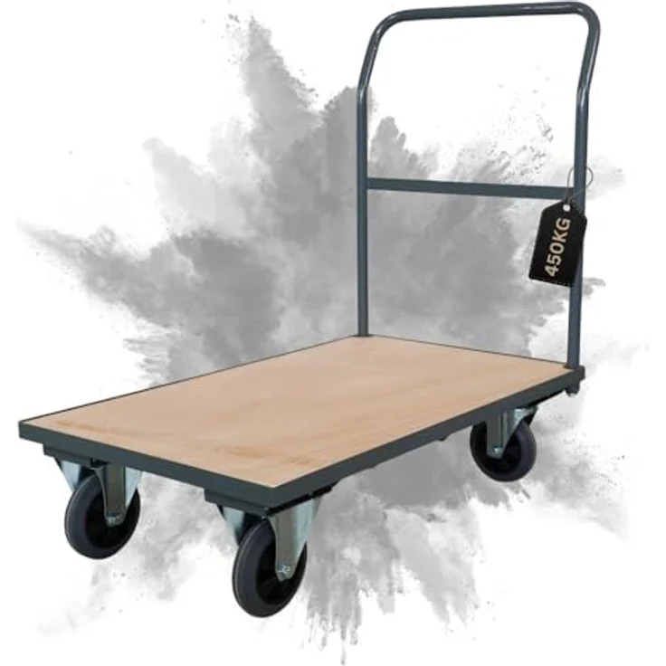 PROREGAL® Transportwagen Profi Plattformwagen, 450kg Traglast, pulverbeschichteter Stahl, Lichtblau, HxBxT 102x60x98cm – Bild 1