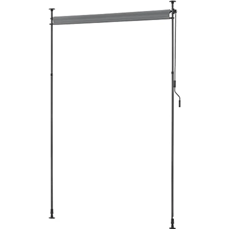 pro.tec Außenrollo Cimarra 200 x 270 cm Dunkelgrau - Balkonrollo Senkrechtmarkise mit Handkurbel und witterungsbeständigem Stahlgestell – Bild 5