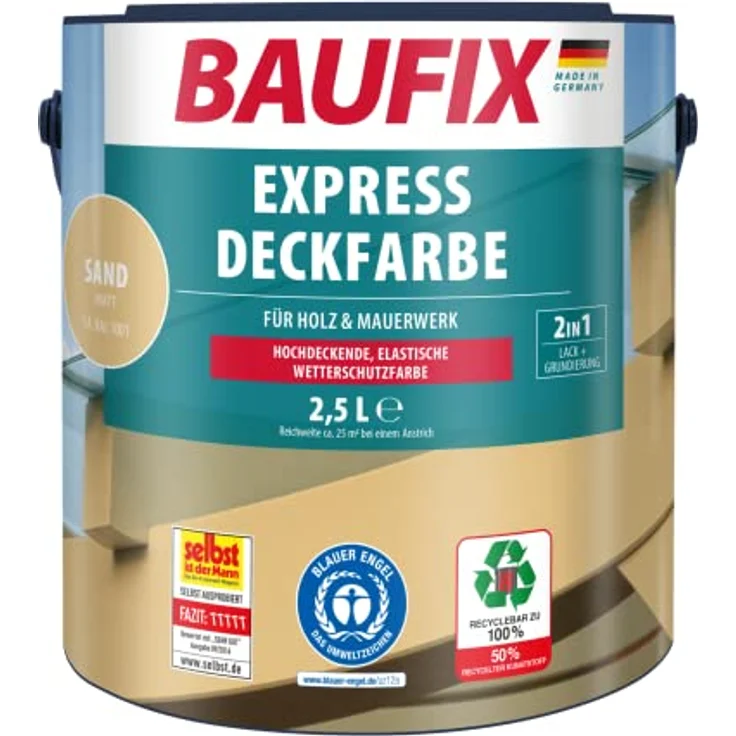 Baufix Express Deckfarbe sand, 2,5 l – Bild 1