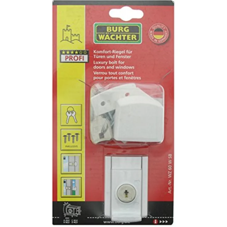 BURG-WÄCHTER Winsafe WZ 60 W SB Fenster- und Türriegel, 1 Stück, 45 x 80 x 36 mm, Weiß – Bild 8