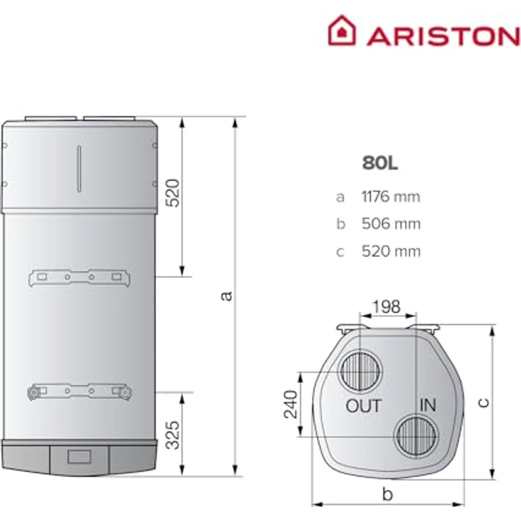 Ariston Nuos Plus S2 WLAN, 80 Liter Wärmepumpe mit Aerothermie, Fernbedienung und App-Steuerung, A+ – Bild 2