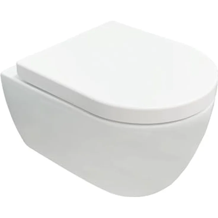NEG Design Hänge-WC Uno11RK spülrandlos & spritzfrei kurze Version 48,5cm Nano-Versiegelung Duroplast Soft-Close-Deckel abnehmbar Quick-Release Quick-Fix Montage-System, weiß