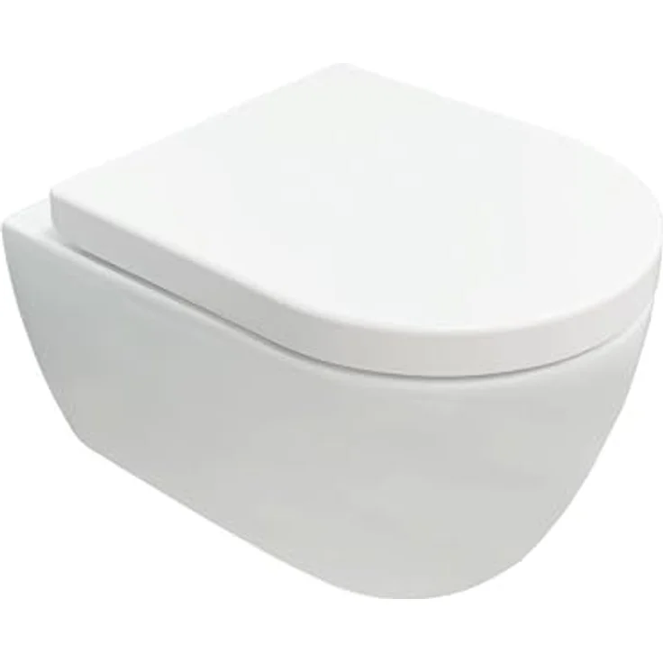 NEG Design Hänge-WC Uno11RK spülrandlos & spritzfrei kurze Version 48,5cm Nano-Versiegelung Duroplast Soft-Close-Deckel abnehmbar Quick-Release Quick-Fix Montage-System, weiß – Bild 1
