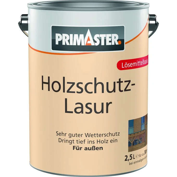 Primaster Holzschutzlasur 2,5 L grau, atmungsaktive Schutzlasur für Außenholz mit langer Haltbarkeit