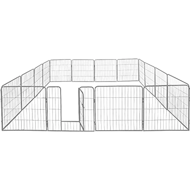 Welpenauslauf 16eckig Welpenlaufstall Tierlaufstall Freigehege Freilaufgehege Freilauf Käfig Welpenzaun 60 cm Silber Petigi
