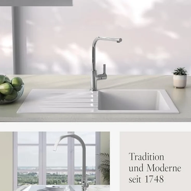 Villeroy & Boch Küchenarmatur Variaro, FirmaFlow® Kartusche, 360° schwenkbarer Auslauf, Schnellmontagesystem, Chrom-Finish – Bild 7