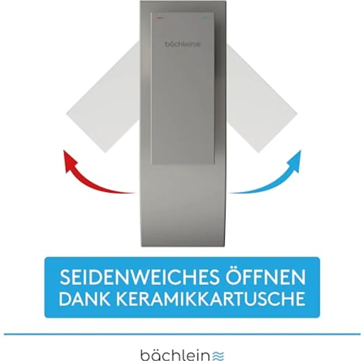Bächlein Badarmatur Tamina hoch in Wasserfall-Design, extra hoher Einhebelmischer mit Montage-Set für Aufsatzwaschbecken, Bad Wasserhahn Edelstahl gebürstet – Bild 3