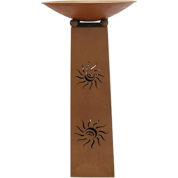 Dekoleidenschaft Deko-Säule Sonne + Feuerschale aus Metall in Rost-Optik, Feuerstelle, Garten-Deko, abnehmbare Feuerschale, moderne Rostoptik, 103 cm Höhe – Bild 4