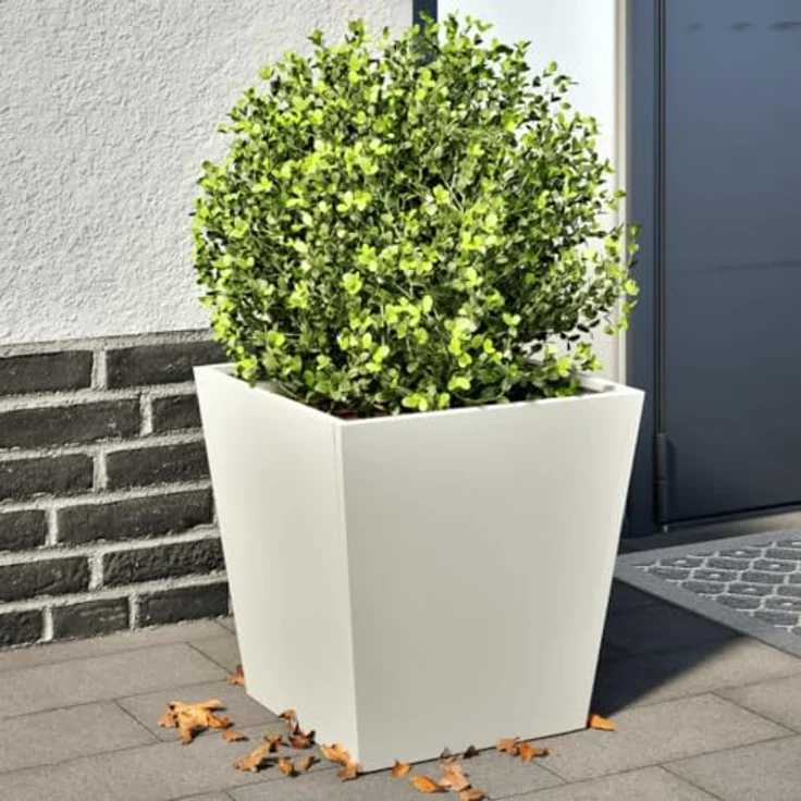 vidaXL Pflanzkübel 2 STK. Weiß 40x40x40 cm Stahl, rostbeständig und strapazierfähig – Bild 2