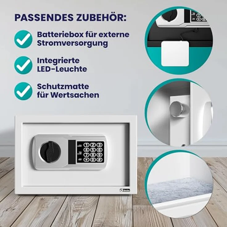 Deuba Elektrischer Möbeltresor 31x20x20cm - 3,2mm Tür inkl. Batterien – Bild 6
