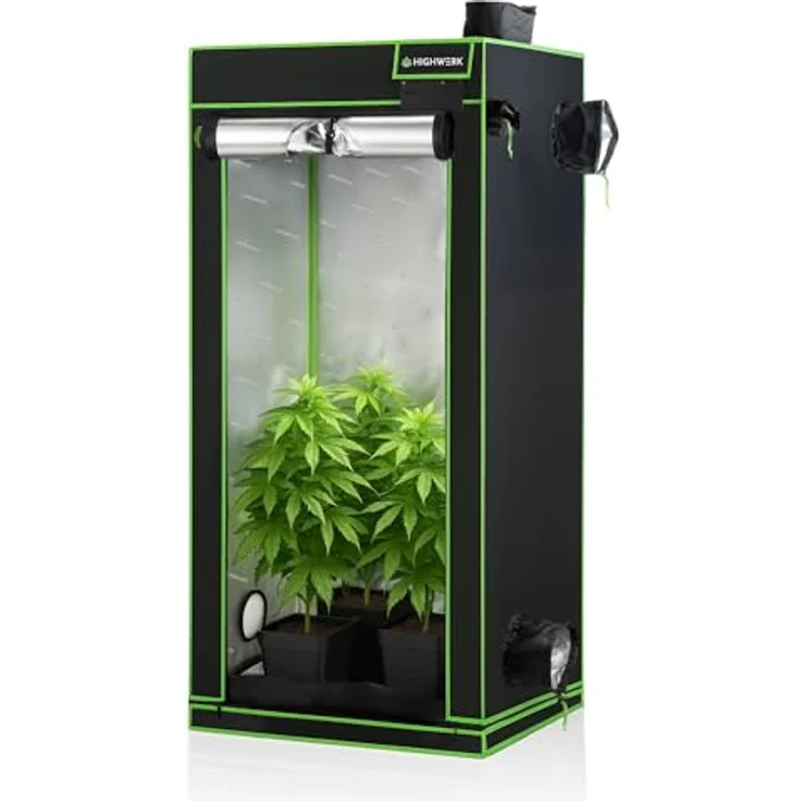 HIGHWERK Growzelt 80 x 80 x 180 cm, Indoor Growschrank mit 95% Lichtreflektion, schwarz grün – Bild 3
