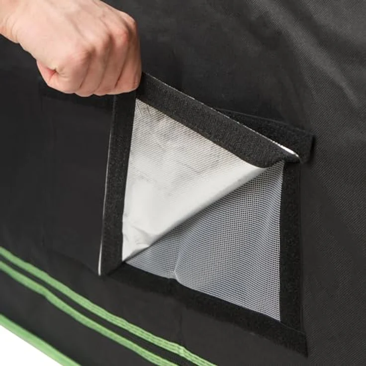 HIGHWERK MyHomeGrow Growzelt 240 x 120 x 180 cm, lichtdicht schwarz-grün, für Dachschräge, mit wasserdichtem Bodeneinsatz und 95% Lichtreflektion – Bild 6
