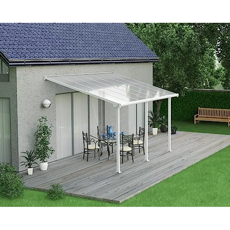 Canopia by Palram Terrassenüberdachung Alu Olympia 3X4.25 Polycarbonat Hohlkammerplatten Pergola 425 x 295 cm Weiss zur Überdachung ihrer Terrasse – Bild 3