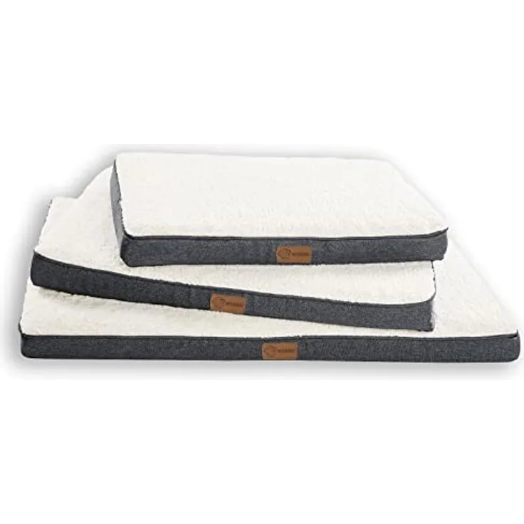 Monkimau orthopädisches Hundebett für mittelgroße Hunde Hundekissen Hundedecke Hundematte flauschig waschbar, grau beige (M - 75 x 50 x 8 cm)
