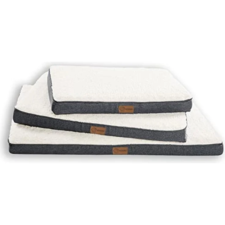 Monkimau orthopädisches Hundebett für mittelgroße Hunde Hundekissen Hundedecke Hundematte flauschig waschbar, grau beige (M - 75 x 50 x 8 cm) – Bild 1
