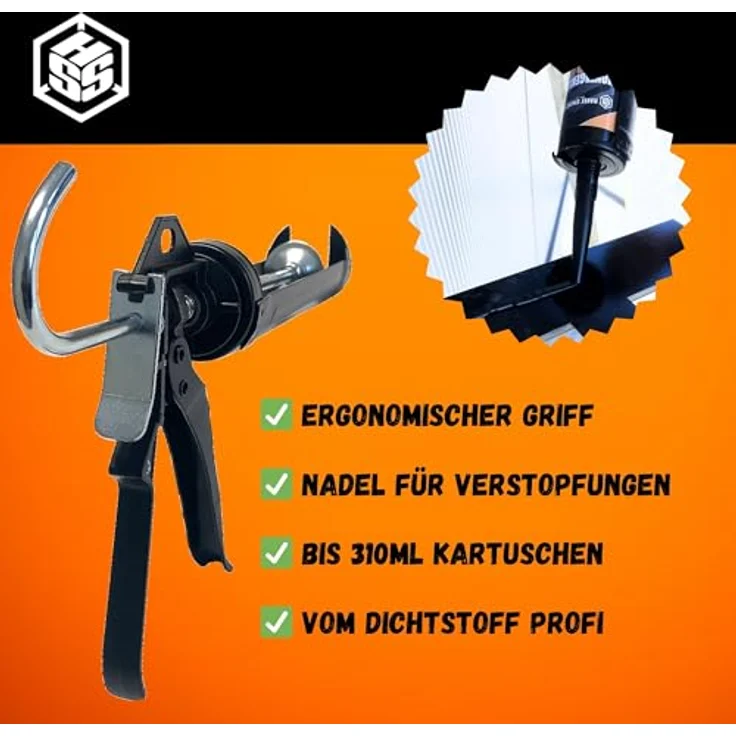 Hanse Syntec Systems Kartuschenpistole, robust aus Metall, hohe Übersetzung, drehbare Kartuschenhalterung, schwarz, 310 ml – Bild 3