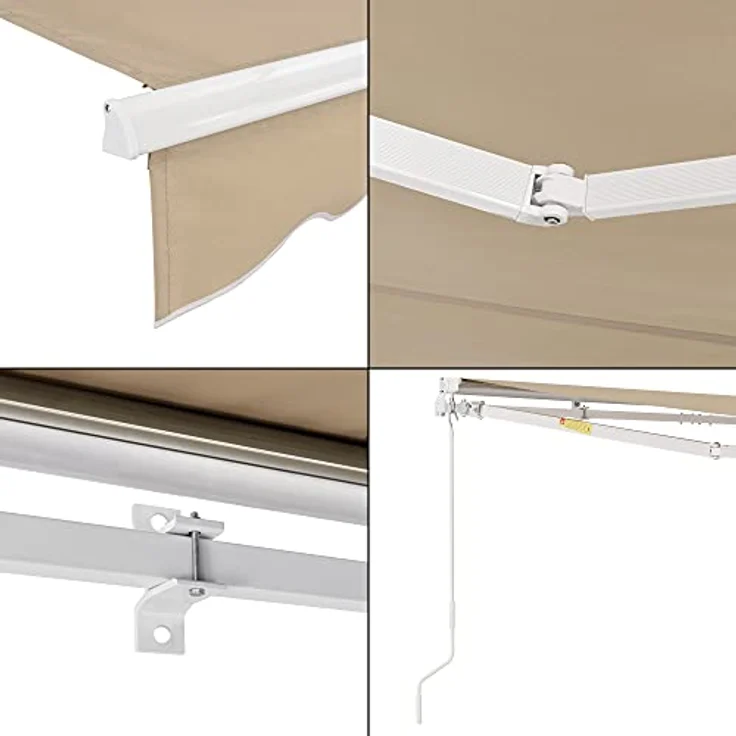 (en.casa) - Gelenkarmmarkise 250x200cm mit Handkurbel Beige – Bild 8