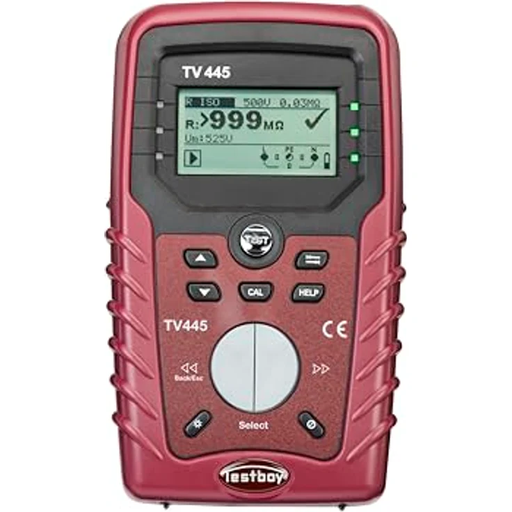 Testboy TV 445 Installationstester DIN VDE 0100-600, LCD mit Hintergrundbeleuchtung, gut/schlecht Aussage, robuster Kunststoff mit Haftmagnet, Rot/Schwarz – Bild 1