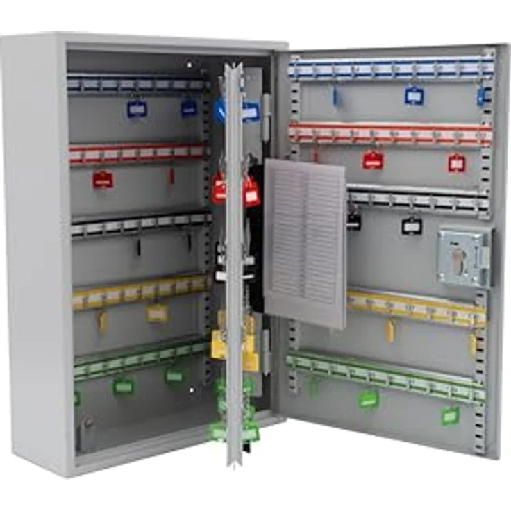 BURG-WÄCHTER PZ 6850, abschließbarer Schlüsselkasten mit 200 Haken, Stahl lichtgrau, ideal zur Schlüsselaufbewahrung – Bild 1