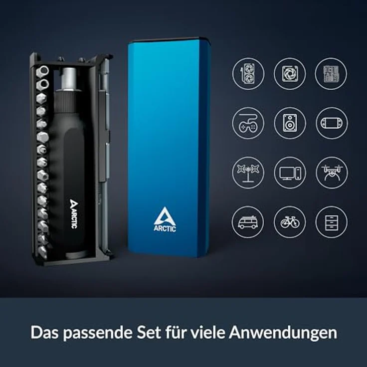 ARCTIC Ratchet Screwdriver Toolkit 27 in 1, Ratschenschraubendreher-Set mit Aluminiumgehäuse, Kreuz/Schlitz/Torx/Pozidriv/Hex, inklusive Bit-Magazin für DIY, Laptop, Tablet, Computer – Bild 2