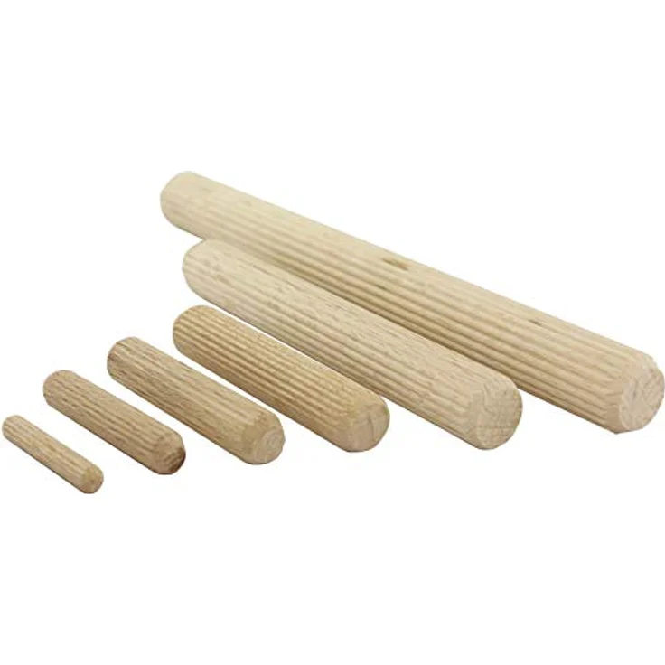 Jowe Holzdübel 10mm - Länge 60mm, Riffeldübel aus Esche, für präzise und starke Holzverbindungen - 1000 Stück – Bild 1