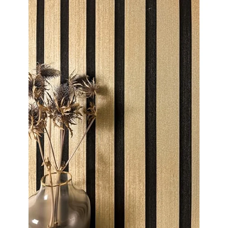 Newroom Tapete Gold Vlies Holzpaneele, Modern Glamour Lamellen Optik Metallic, 10,05 m x 0,53 m für Wohnzimmer Schlafzimmer – Bild 1